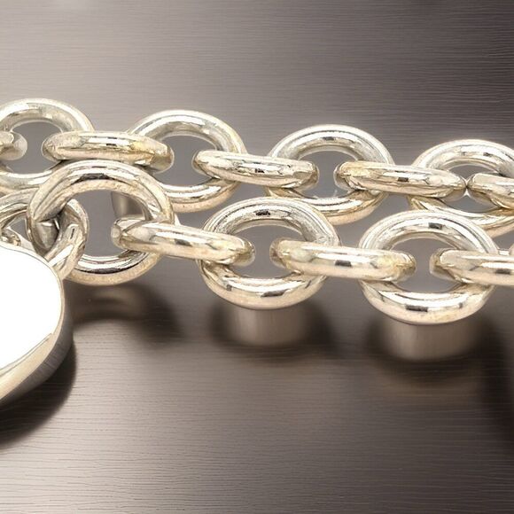 Tiffany & Co Estate Heart Charm Bracelet 7.5" Sterling Silver 35.7g TIF756 - Picture 4 of 12